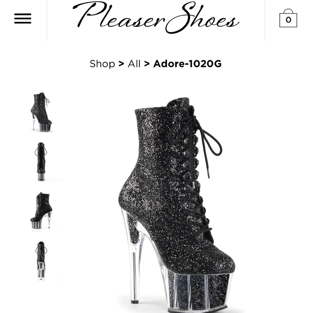 7" Stiletto Heel, 2 3/4" Glitter-filled Platform Front Lace-Up Ankle Boot